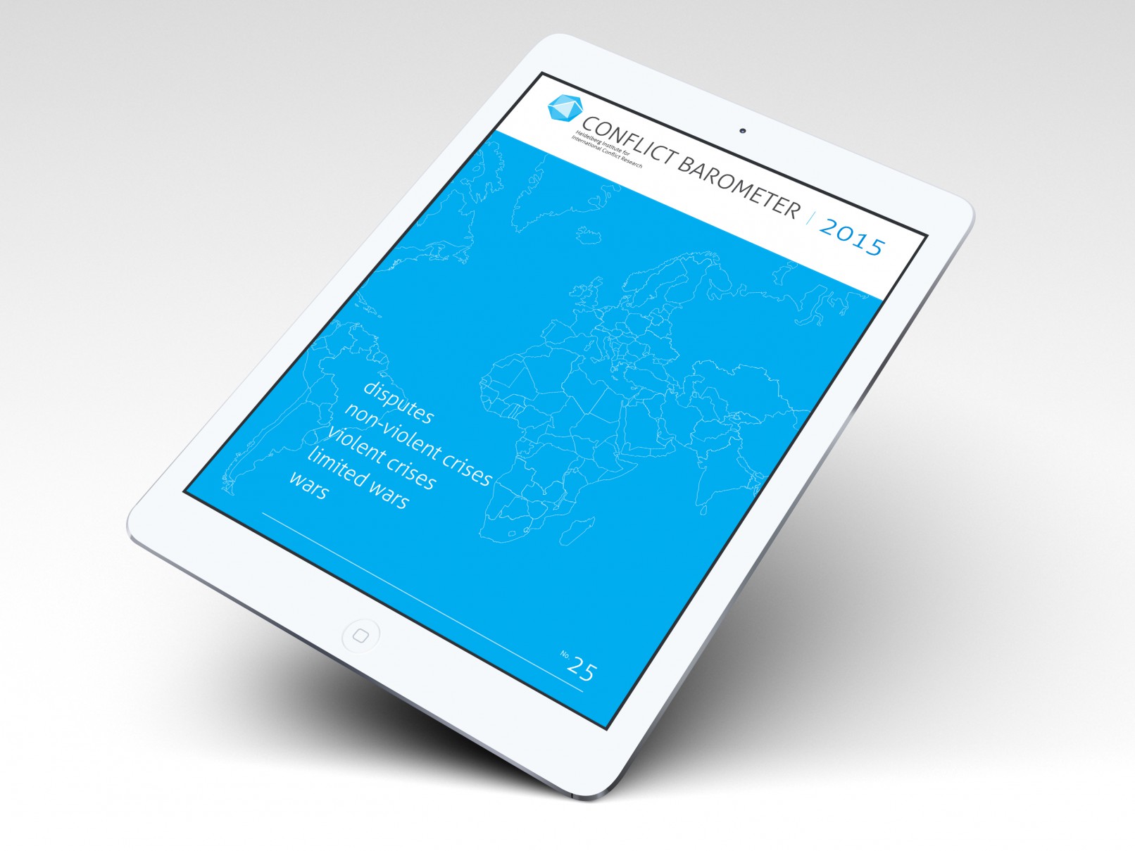 HIIK Conflict Barometer 2015 front cover on iPad.